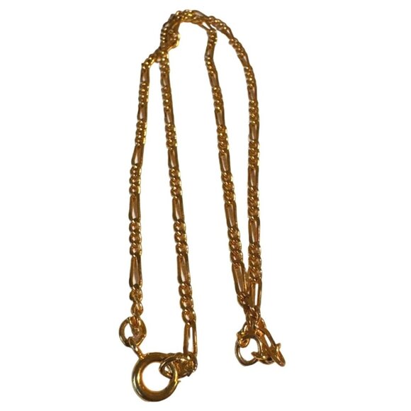 Dainty Figaro Chain Link Necklace Gold Tone 14" Collar - Picture 4 of 7